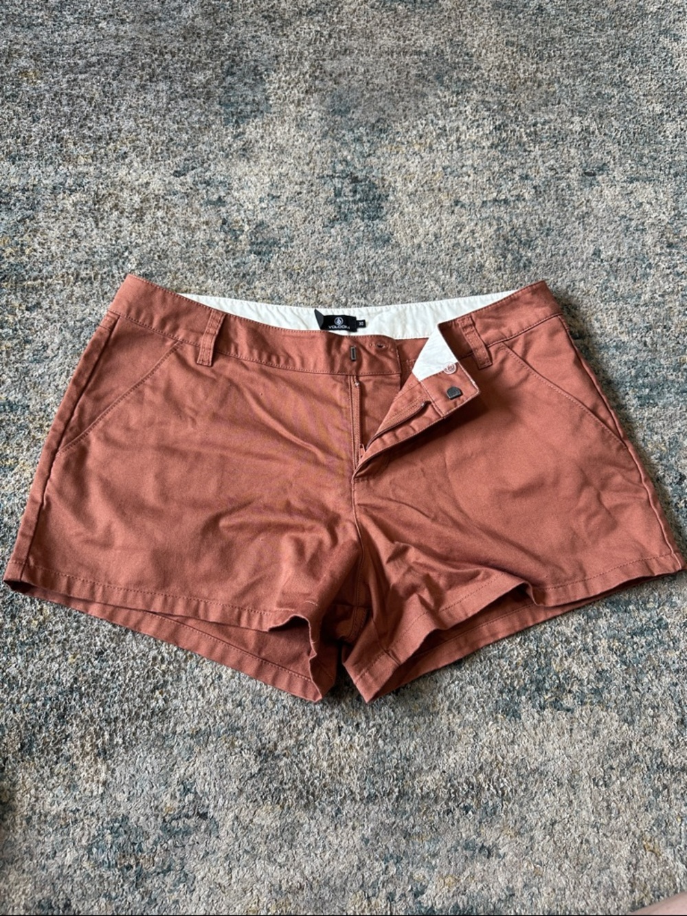 Volcom Women's Rust Brown Chino Bermuda Shorts